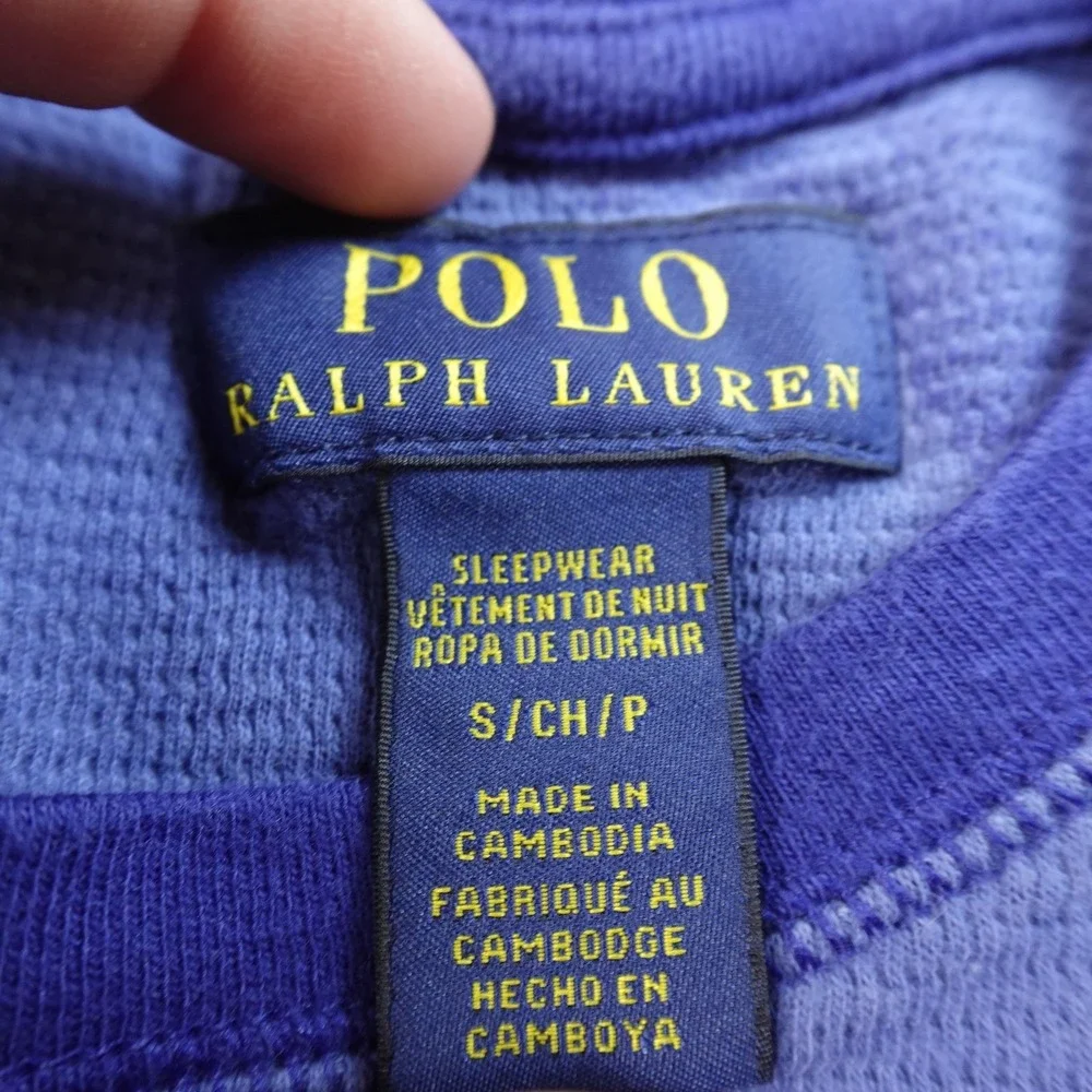 Polo Ralph Lauren Shirt Mens S Camo Pony Waffle Knit Thermal Crewneck Sleepwear‎